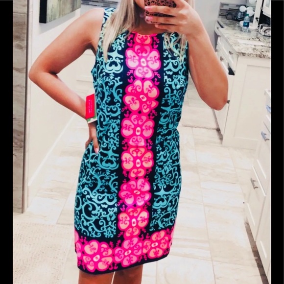 Lilly Pulitzer Delia Navy Fountain Hopping Shift - Picture 8 of 10